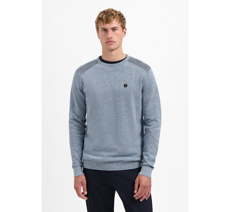 Pullover Crewneck Plated Structure Knit Dusty Blue (29230821 - 138)