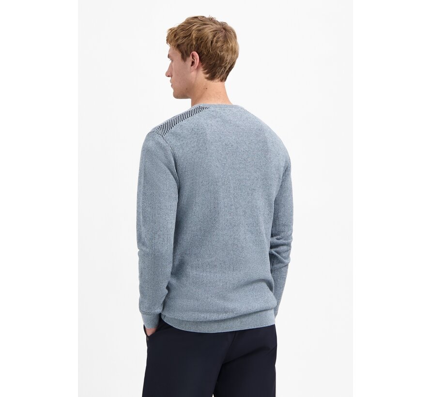 Pullover Crewneck Plated Structure Knit Dusty Blue (29230821 - 138)