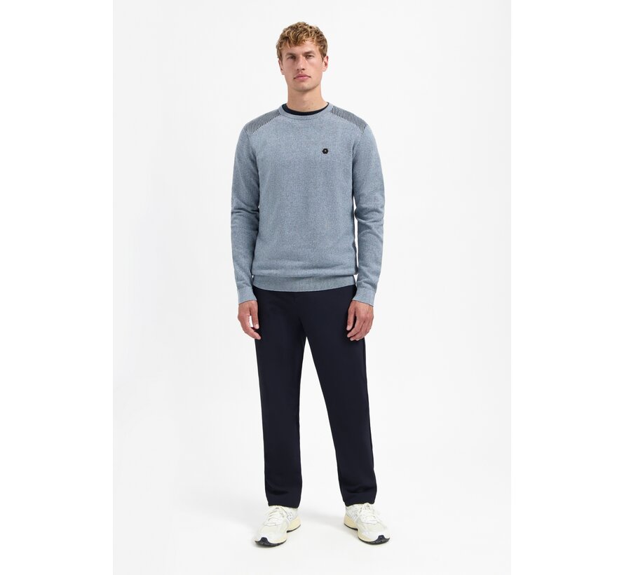 Pullover Crewneck Plated Structure Knit Dusty Blue (29230821 - 138)