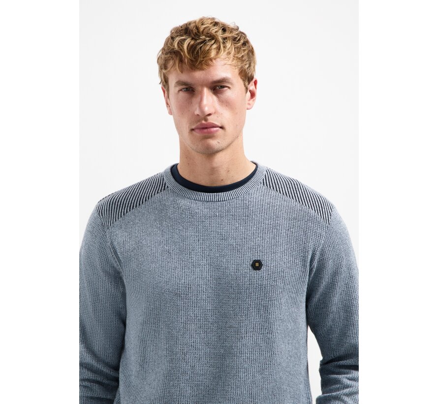 Pullover Crewneck Plated Structure Knit Dusty Blue (29230821 - 138)