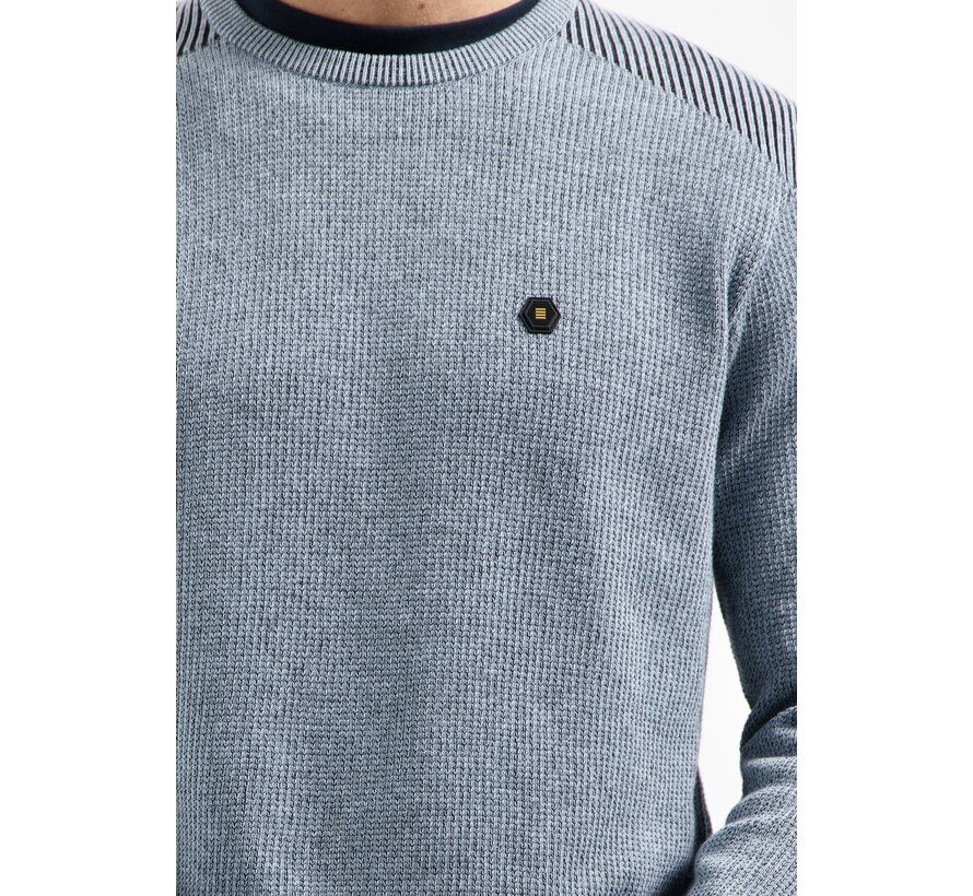 Pullover Crewneck Plated Structure Knit Dusty Blue (29230821 - 138)