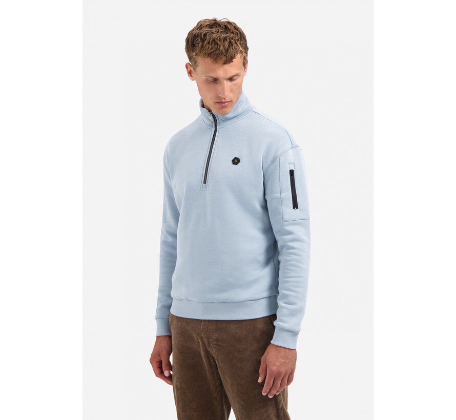 Sweater Half Zip Brushed Dusty Blue (29130851 - 138)