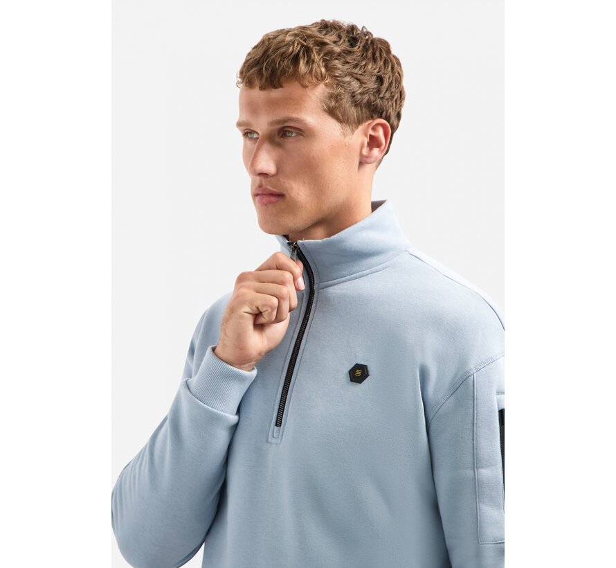 Sweater Half Zip Brushed Dusty Blue (29130851 - 138)