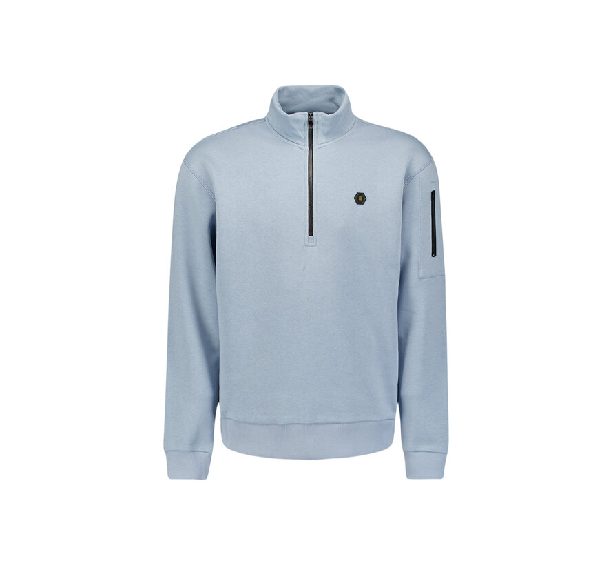 Sweater Half Zip Brushed Dusty Blue (29130851 - 138)