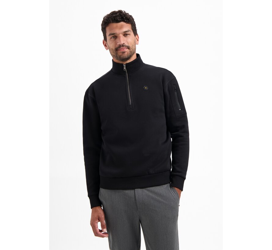 Sweater Half Zip Brushed Black (29130851 - 020)