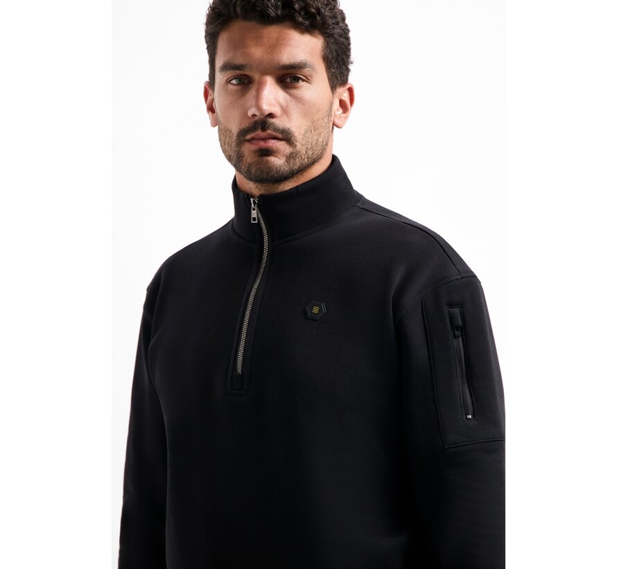 Sweater Half Zip Brushed Black (29130851 - 020)