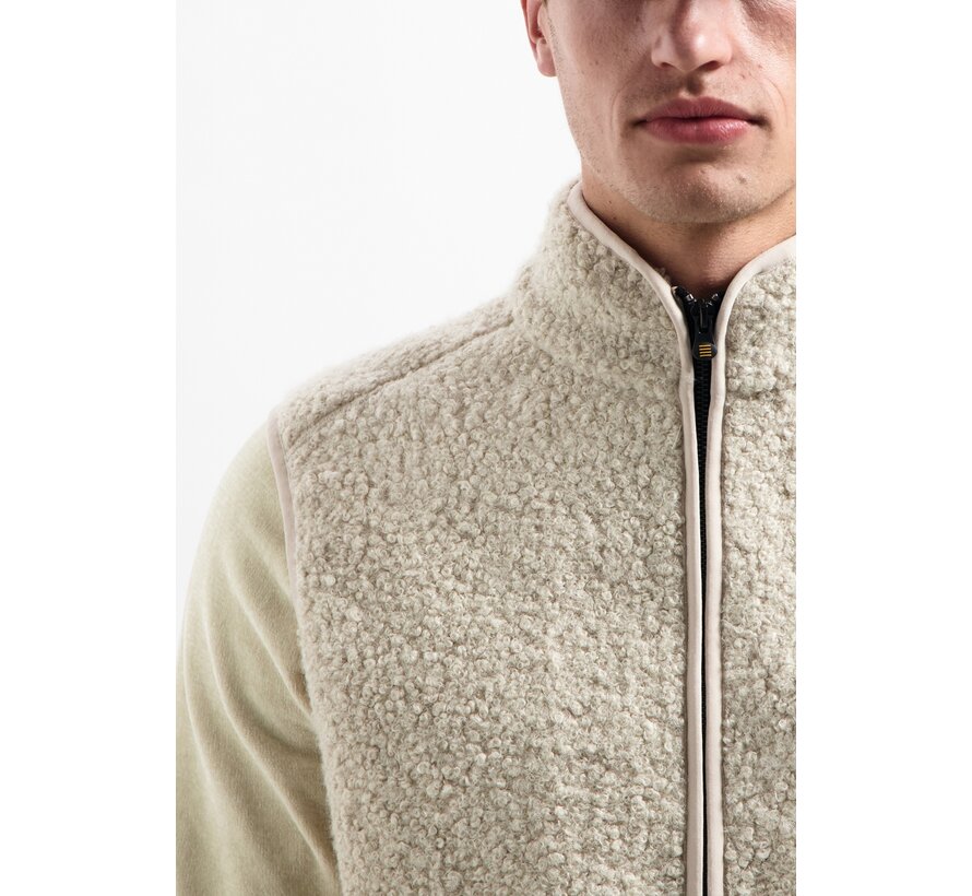 Sweater Vest Full zip Teddy Sleeve less Sand (29100922 - 015)