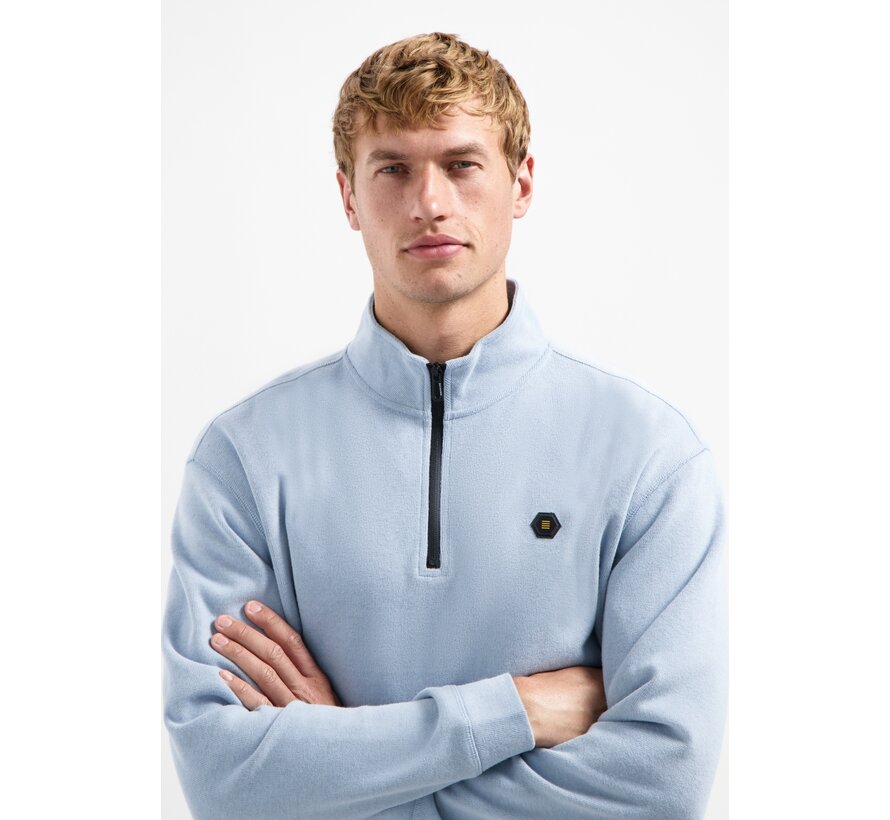 Sweater Half Zip Soft Rib Relaxed fit Dusty Blue (29100914 - 138)