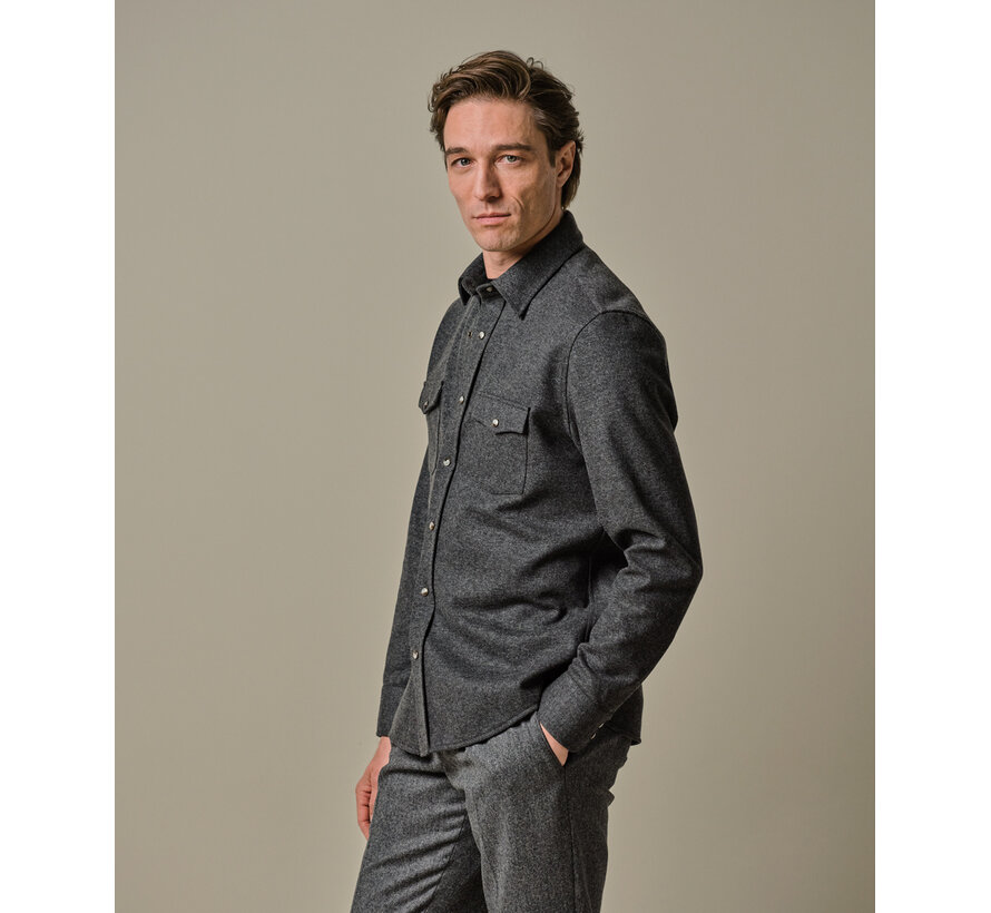 Grey wool blend western overshirt PPWF30003 (PPWF30003A)