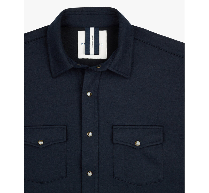Navy wool blend western overshirt (PPWF30003C)