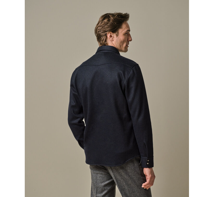 Navy wool blend western overshirt (PPWF30003C)