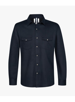 Profuomo Navy wool blend western overshirt (PPWF30003C)
