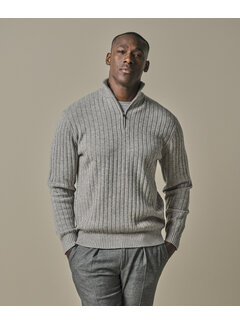 Profuomo Grey wool blend rib half zip (PPWJ30019C)