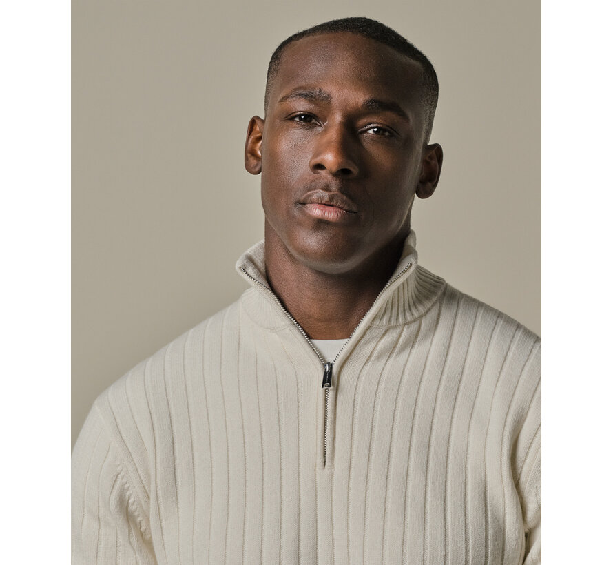 Navy wool blend rib half zip PPWJ30019 (PPWJ30019E)