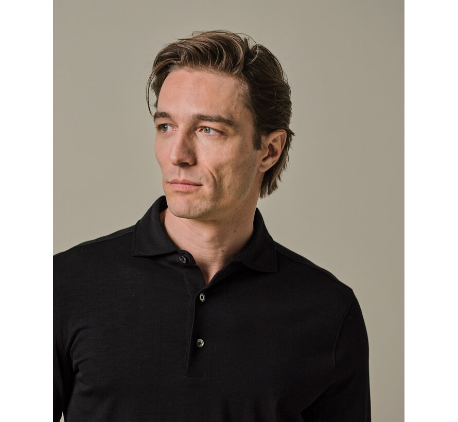 Black merino polo (PPWJ30036D)