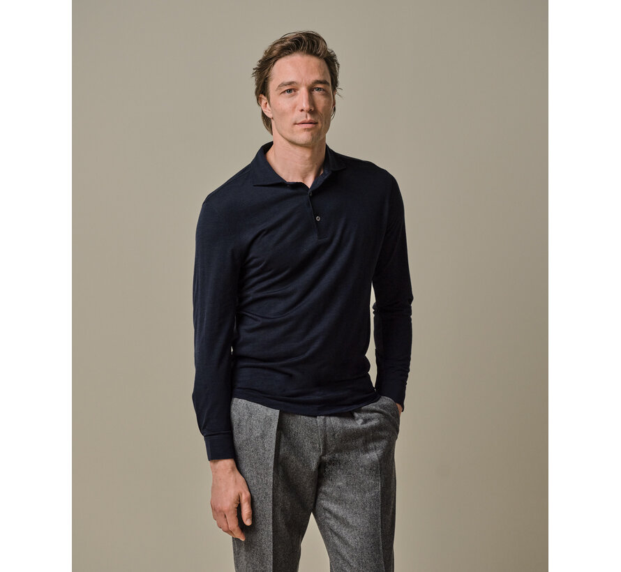 Navy merino polo (PPWJ30036C)