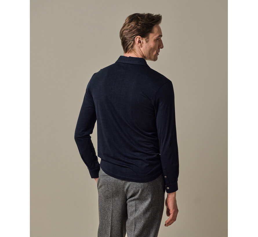 Navy merino polo (PPWJ30036C)