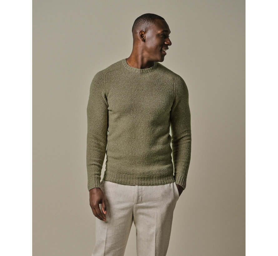Green boiled wool crewneck (PPWJ30037A)
