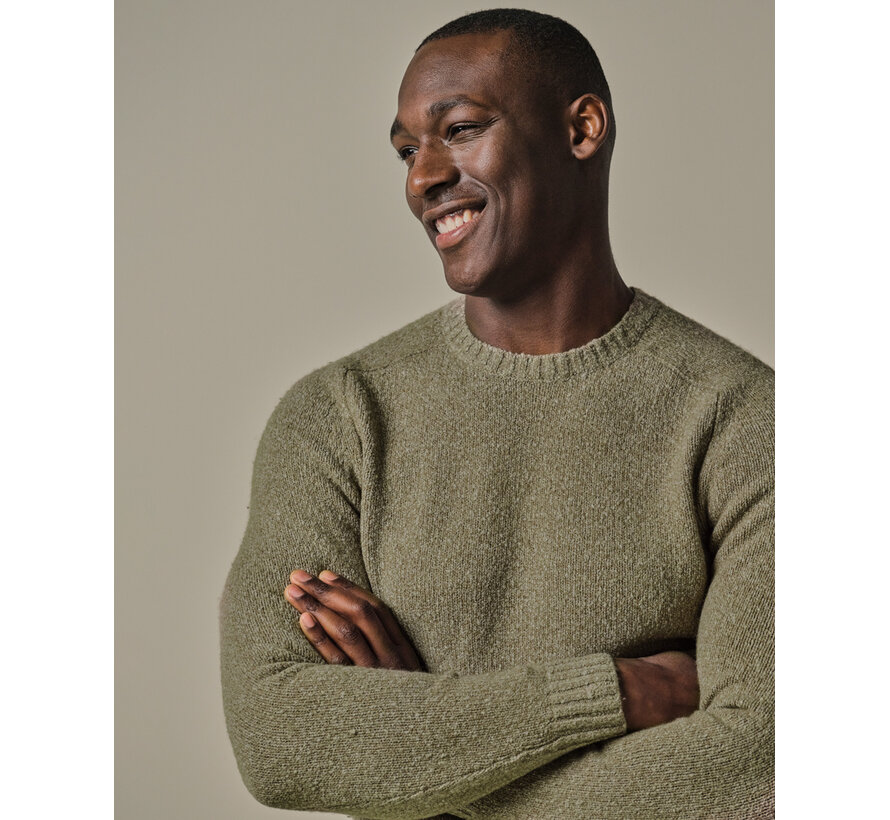 Green boiled wool crewneck (PPWJ30037A)