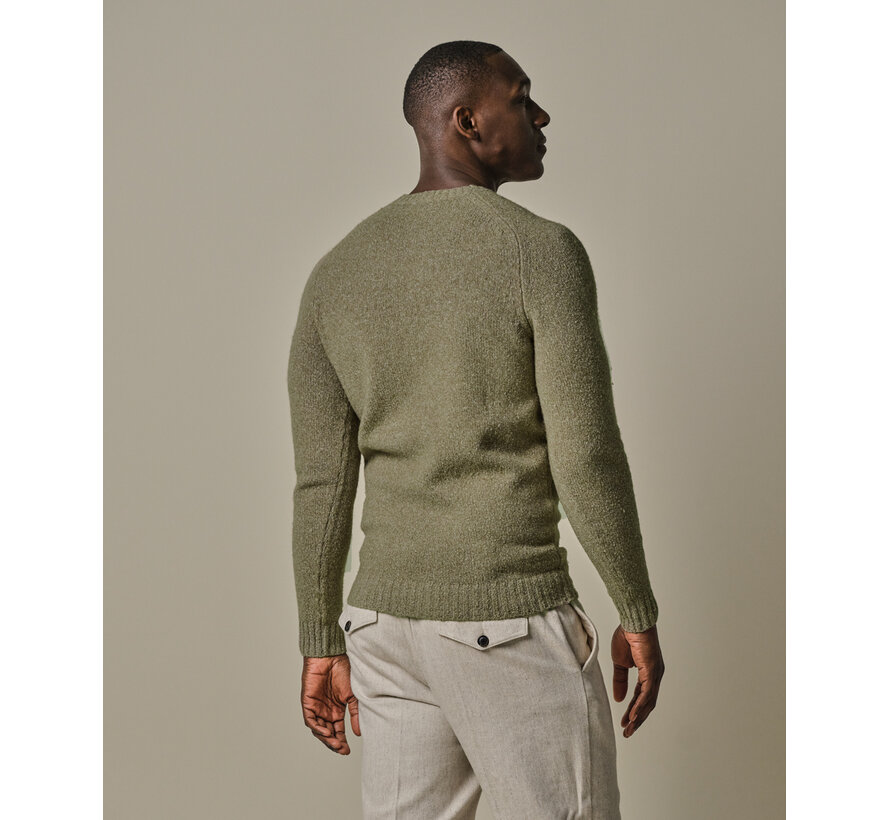 Green boiled wool crewneck (PPWJ30037A)