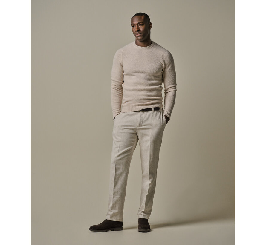 Beige boiled wool crewneck (PPWJ30037D)