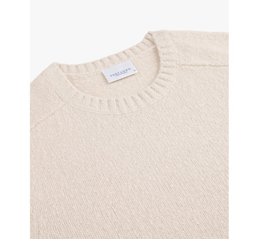 Beige boiled wool crewneck (PPWJ30037D)