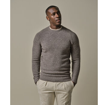 Profuomo Brown boiled wool crewneck (PPWJ30037B)