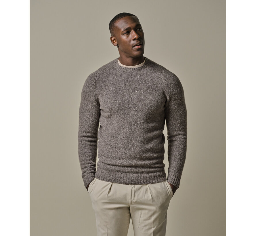Brown boiled wool crewneck (PPWJ30037B)