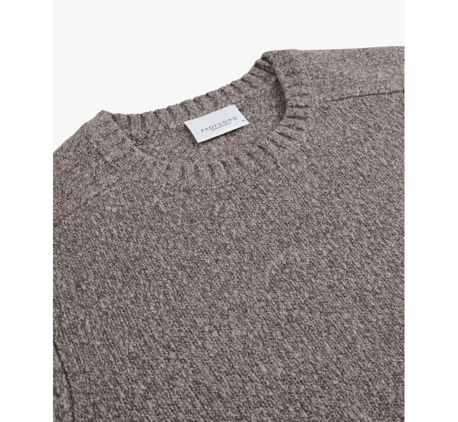 Brown boiled wool crewneck (PPWJ30037B)
