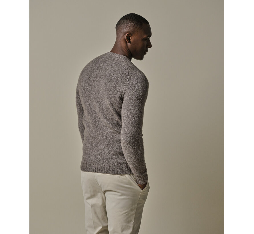 Brown boiled wool crewneck (PPWJ30037B)