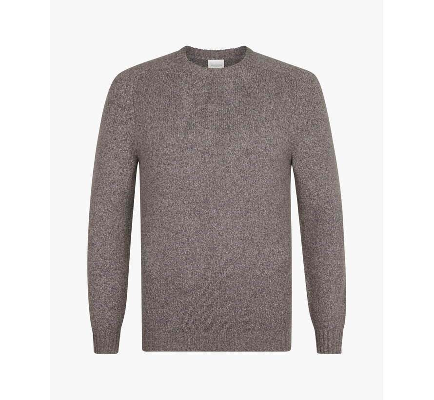 Brown boiled wool crewneck (PPWJ30037B)