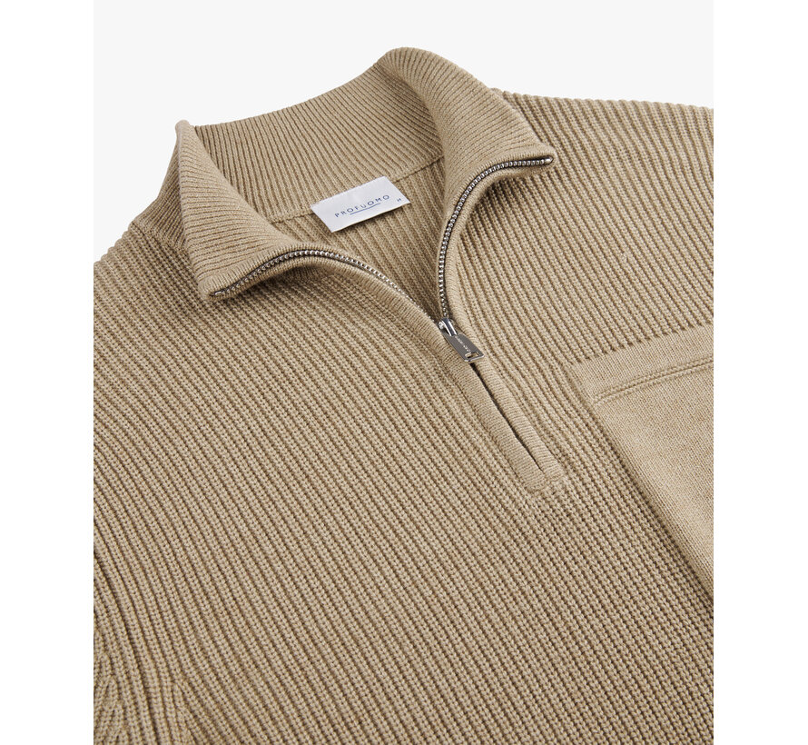 Beige rib half zip (PPWJ30047A)