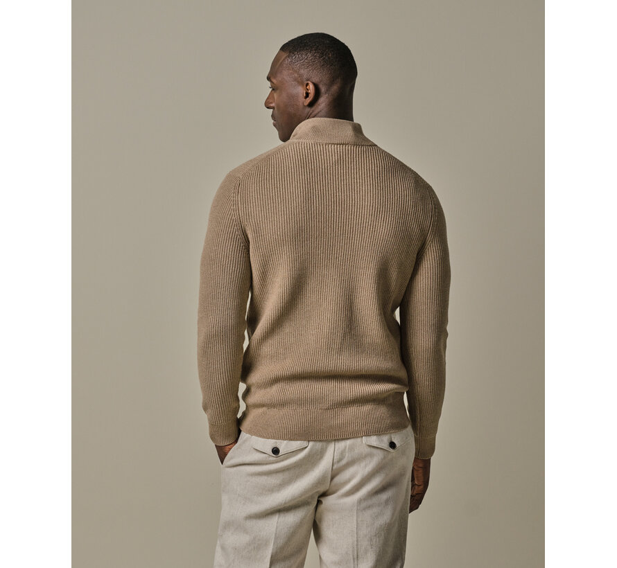 Beige rib half zip (PPWJ30047A)