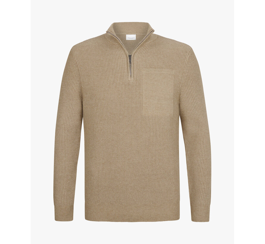 Beige rib half zip (PPWJ30047A)