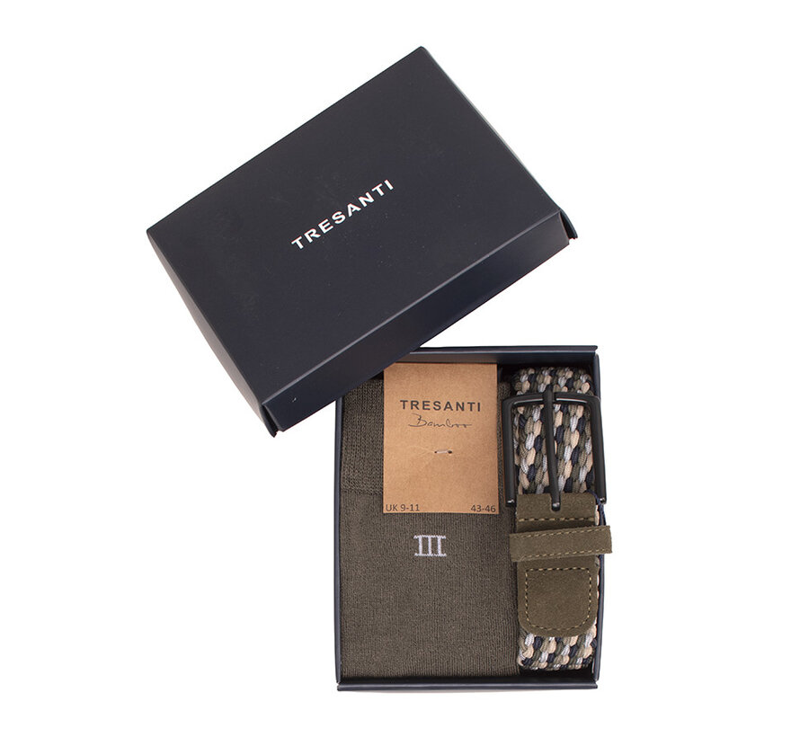 FELIZO | Giftset Braided Belt And Bamboo Socks Green (TRCOJE033 - 900)