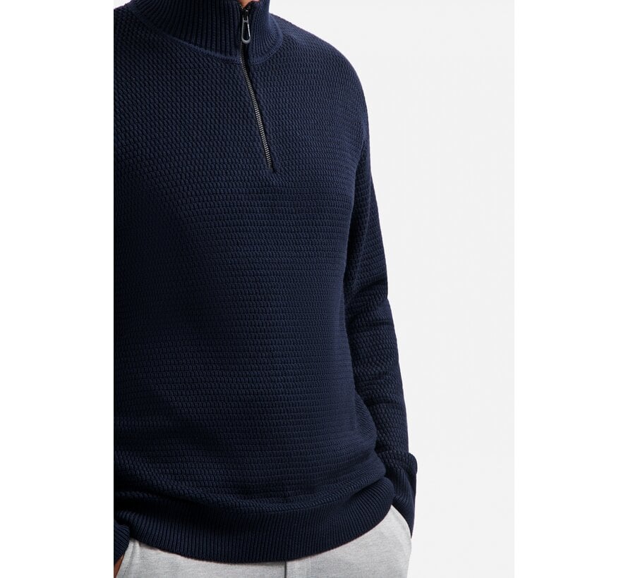 Pullover Half Zipper 2 Coloured Melange Night (29230904SN - 078)