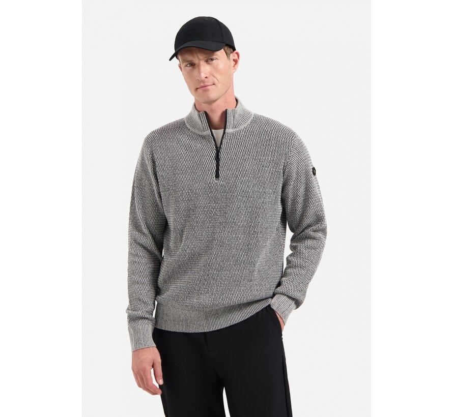 Pullover Half Zipper 2 Coloured Melange Grey (29230904SN - 102)