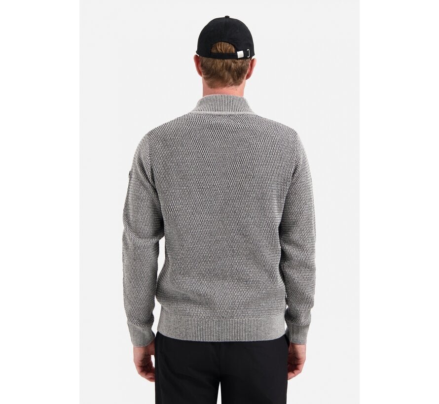 Pullover Half Zipper 2 Coloured Melange Grey (29230904SN - 102)