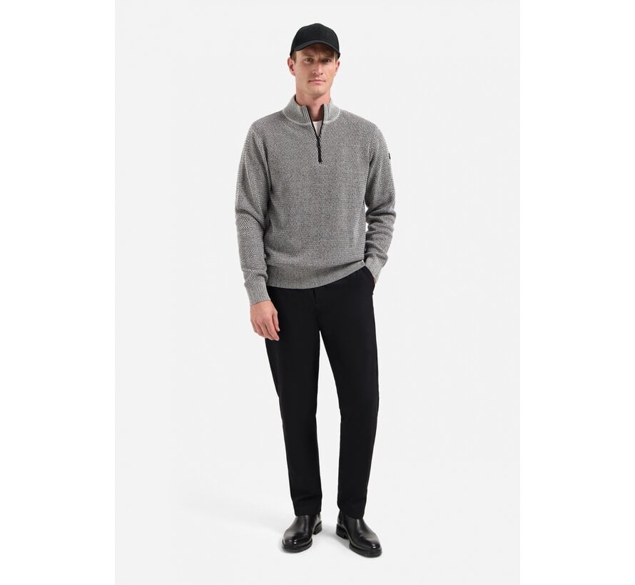 Pullover Half Zipper 2 Coloured Melange Grey (29230904SN - 102)