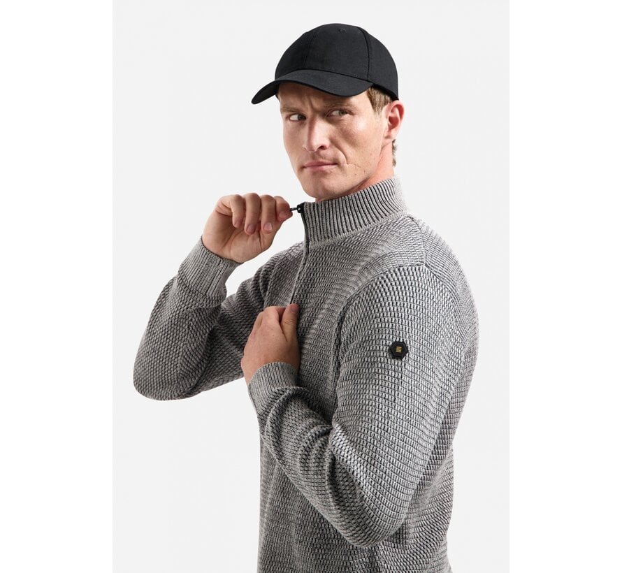 Pullover Half Zipper 2 Coloured Melange Grey (29230904SN - 102)