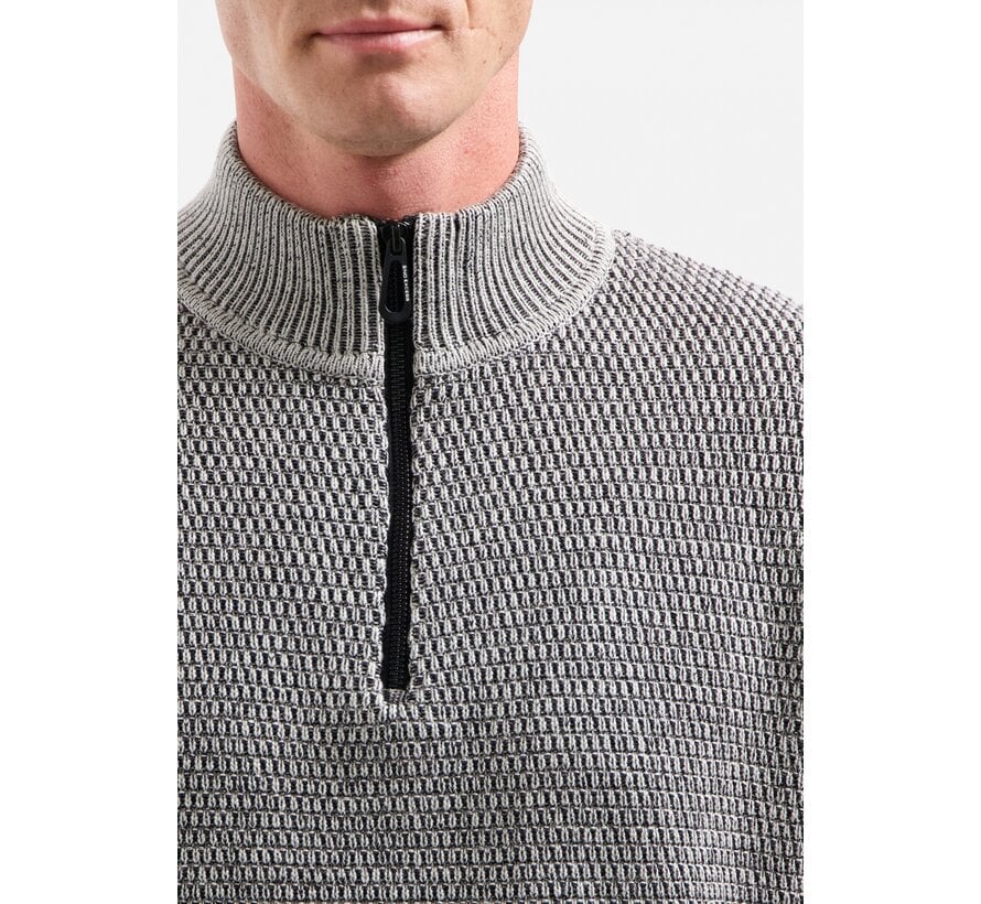 Pullover Half Zipper 2 Coloured Melange Grey (29230904SN - 102)