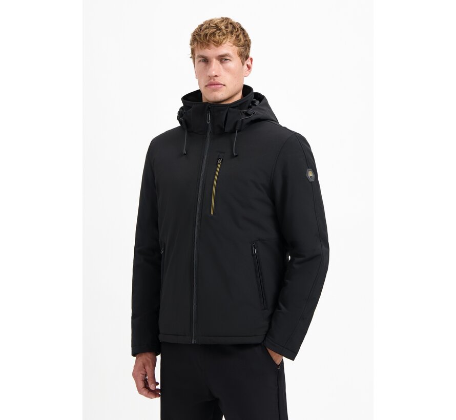 No Excess Jacket Short Fit Hooded Softshell Stretch Black (29630807SN - 020)
