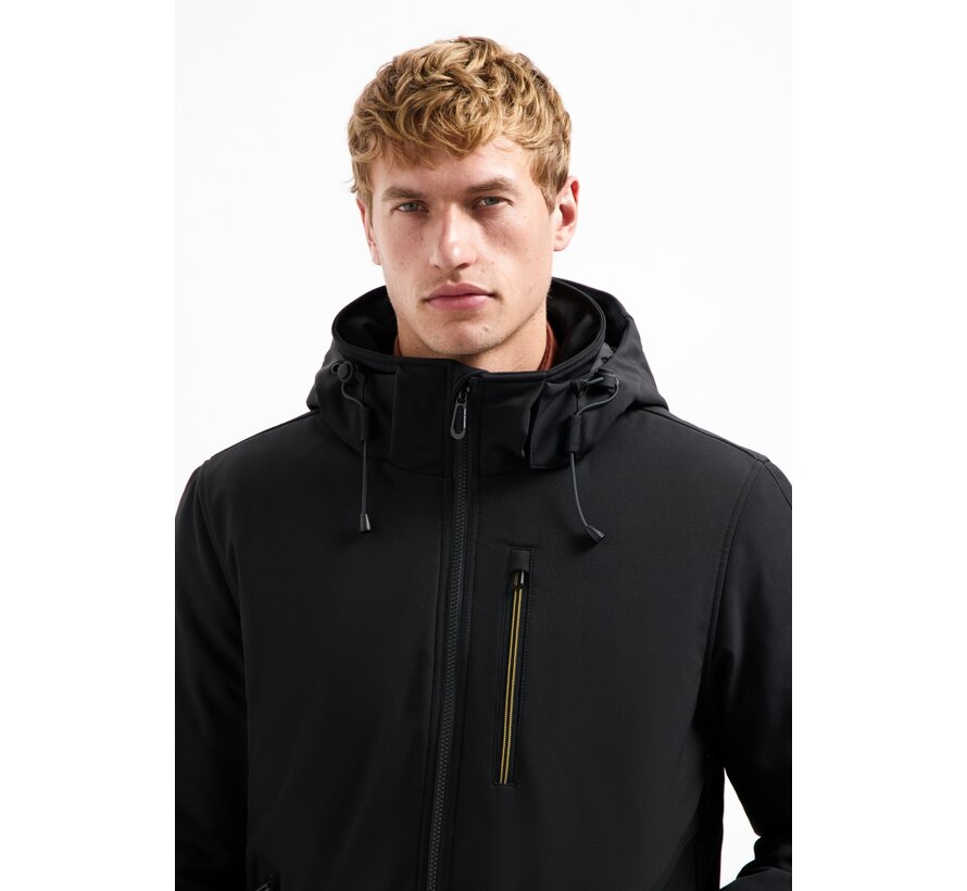 No Excess Jacket Short Fit Hooded Softshell Stretch Black (29630807SN - 020)