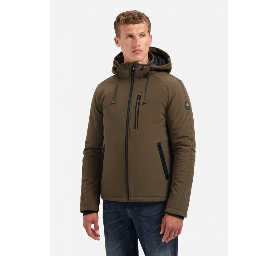 No Excess Jacket Short Fit Hooded Softshell Stretch Taupe (29630807SN - 044)