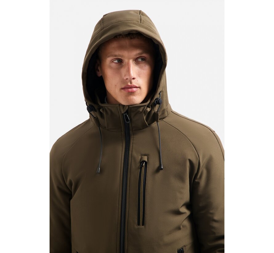 No Excess Jacket Short Fit Hooded Softshell Stretch Taupe (29630807SN - 044)