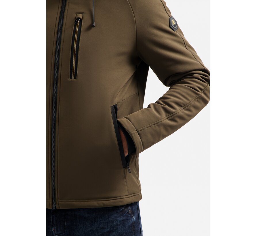 No Excess Jacket Short Fit Hooded Softshell Stretch Taupe (29630807SN - 044)