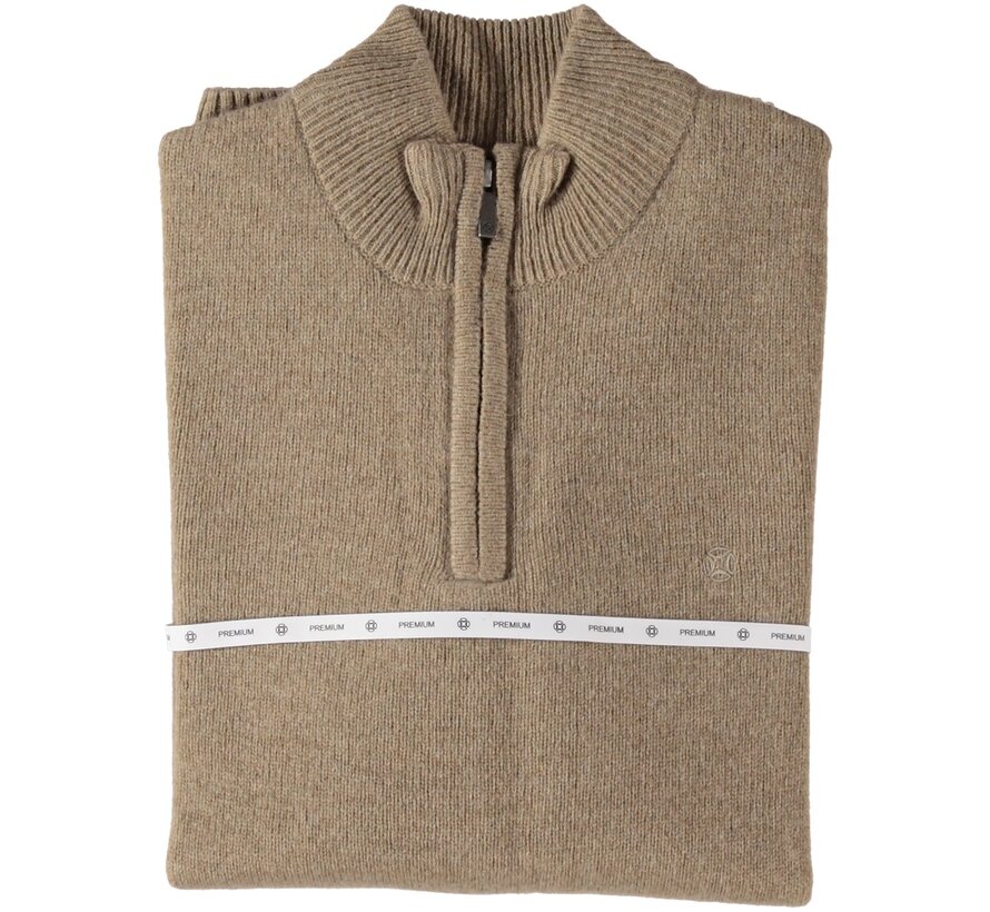Pullover Premium Half Zip Jersey Knit Mid Brown (52.1137 - 145)