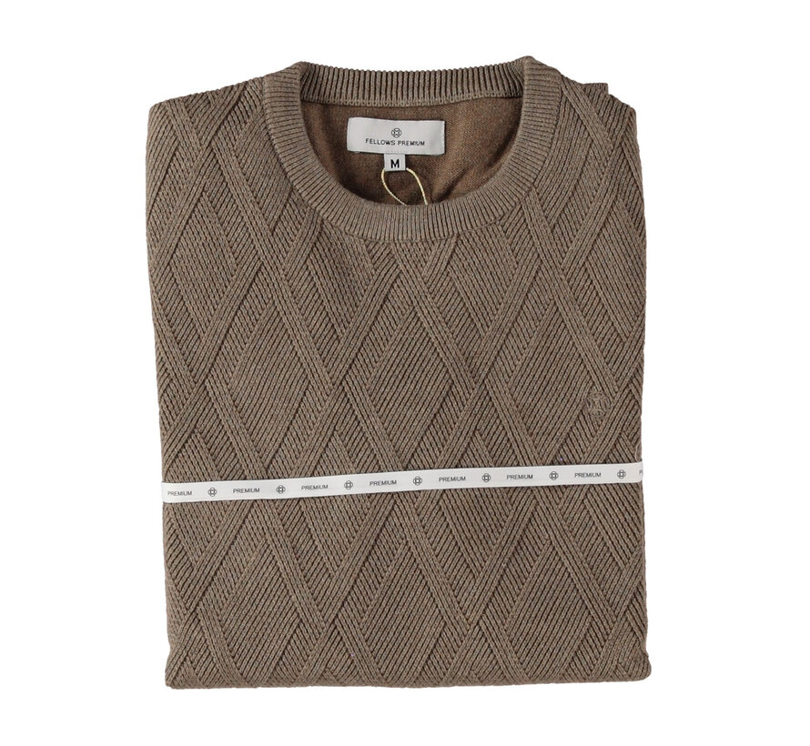 Fellows United Pullover Premium Crew Neck Argyle Struct. Brown (52.1150 - 145)