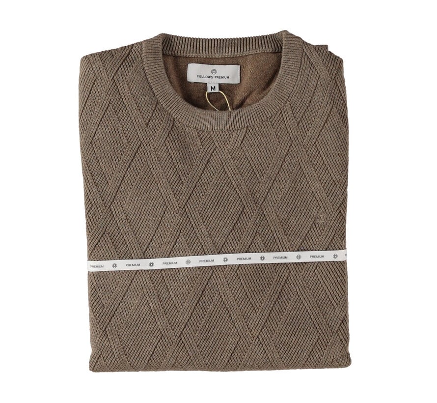 Pullover Premium Crew Neck Argyle Struct. Brown (52.1150 - 145)