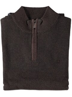 Fellows United Half Zip Pullover Half Zip Plated Tuck Knit Dark Brown (52.1120 -141)
